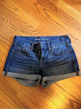 Old Navy Dark Blue Cuffed Boyfriend Jean Shorts